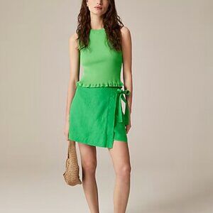 J Crew Linen Wrap Skirt Green NWT